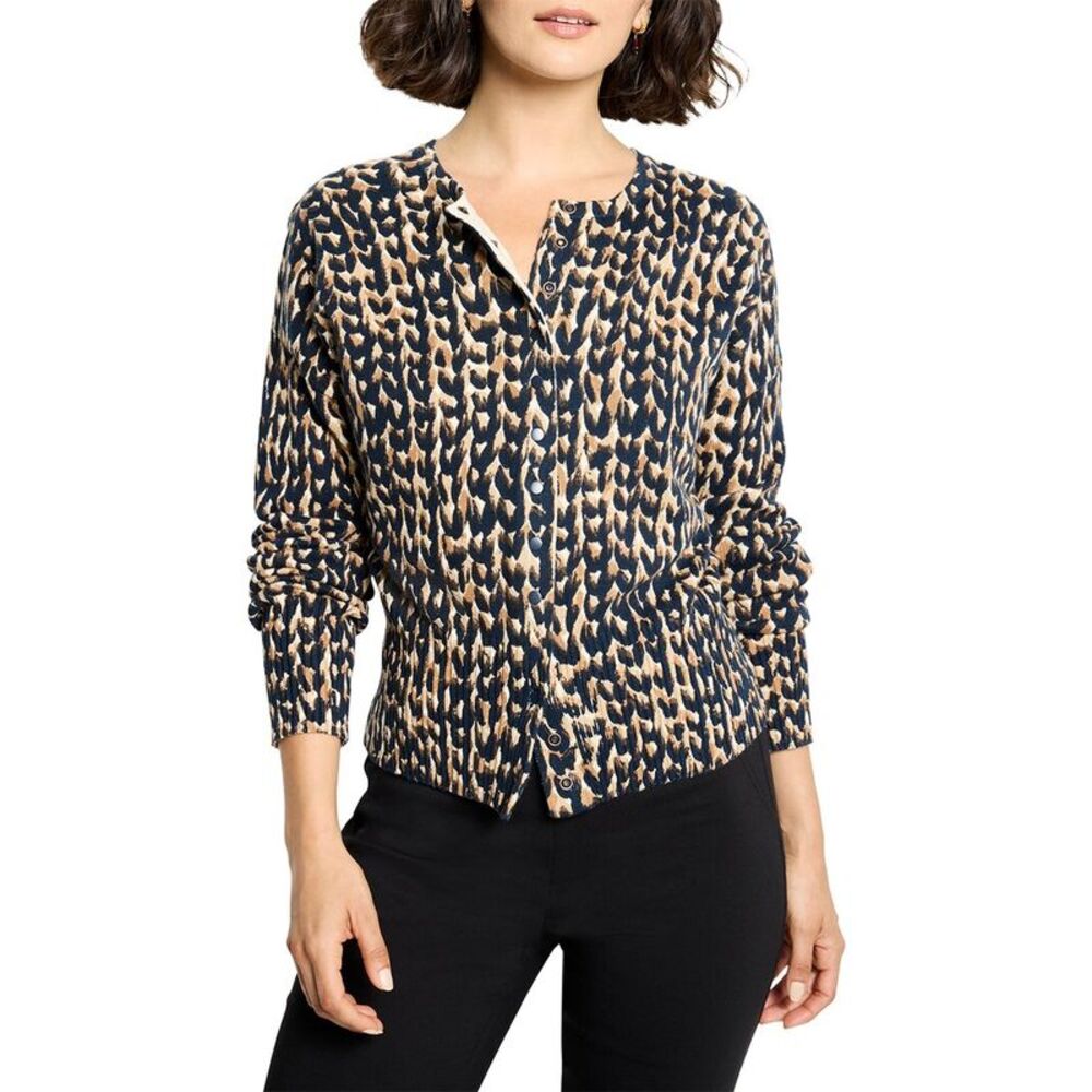 Nic+Zoe Womens  Stitch Print Snap It Up Cardigan